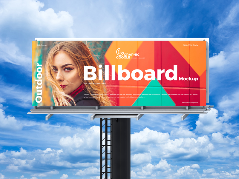 Free Sky Outdoor Billboard Mockup For Advertisement Vol 3 - Graphic