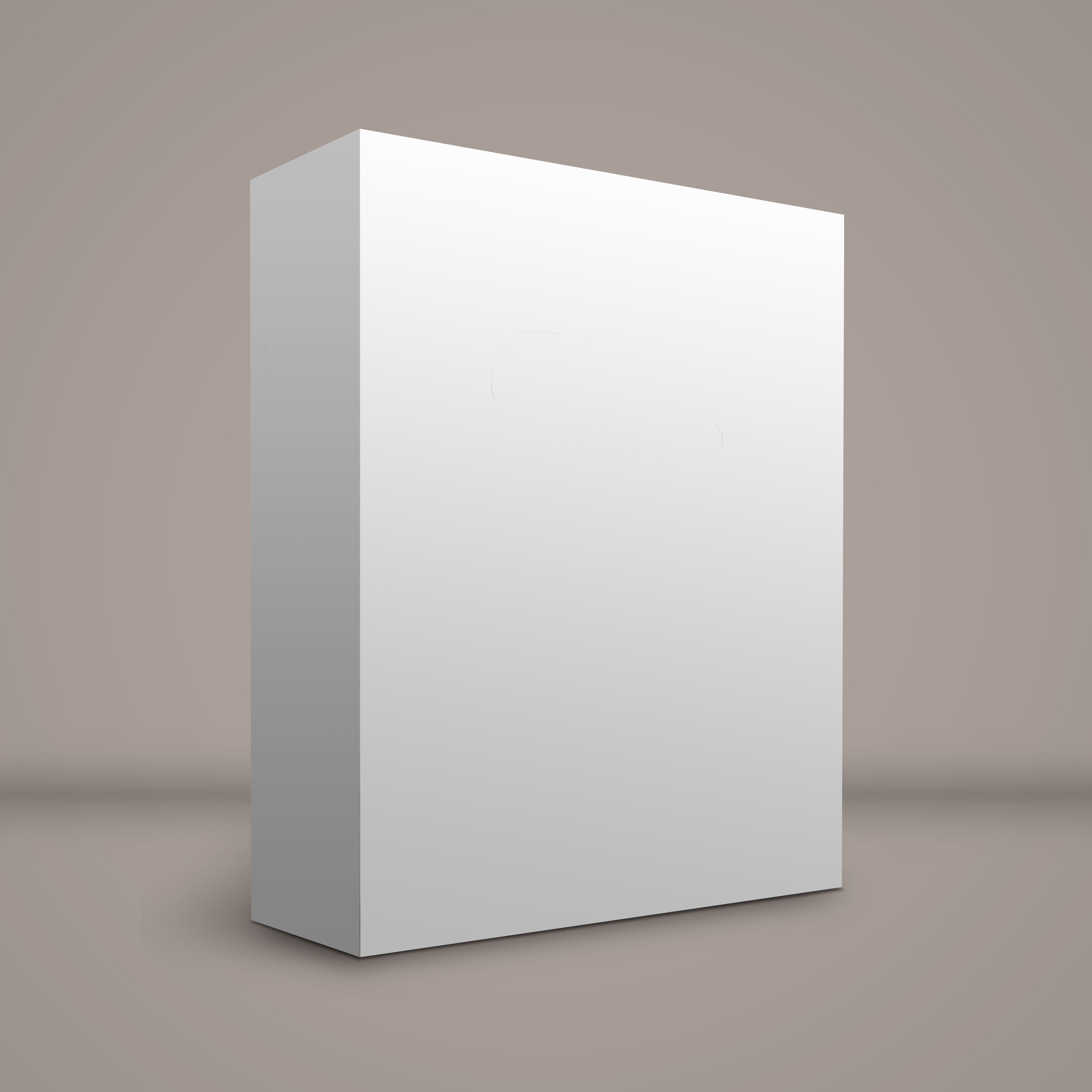 a white box sitting on top of a gray floor