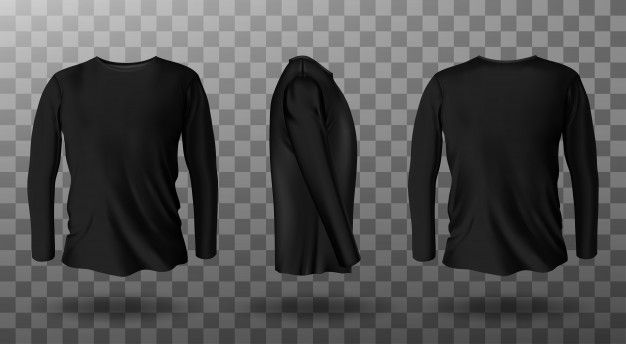 Download Realistic Mockup Of Black Long Sleeve T-shirt for free | Black